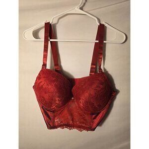 Daisy Fuentes red Hot as Hell Lace Bra Underwire Molded Cups 40D Plus Womens